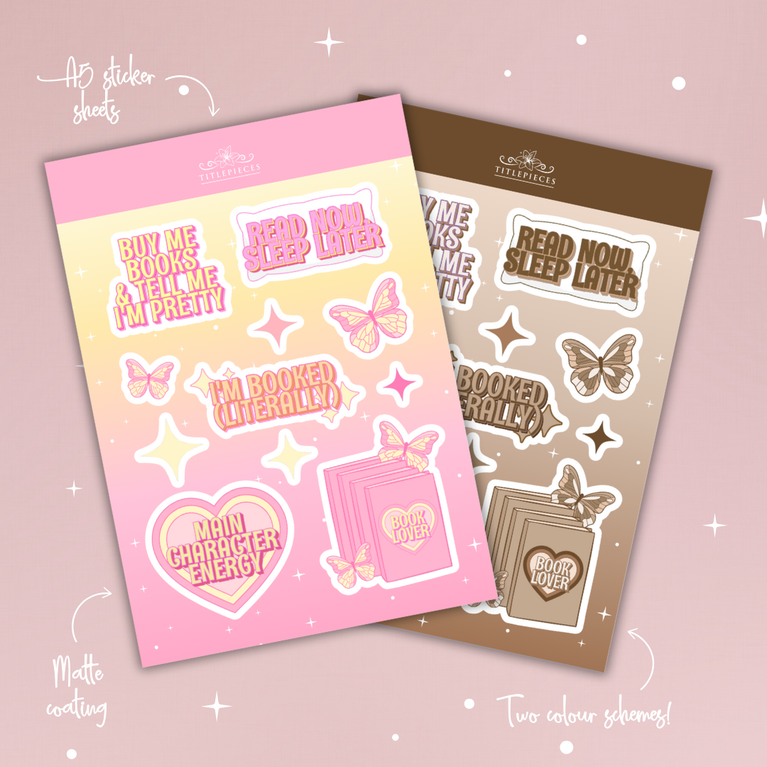 Pink Bookish Energy Sticker Sheet